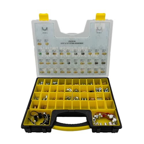 4LIFETIMELINES Premium Brake Line Fitting Kit Complete Assortment Including Union Adapter 32 SKU for 316 14 Tube Nuts Ensuring Robust Secure Connections for All Brake Line Repairs - Image 1