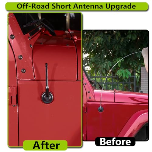 YOCTM Short Antenna Trim for Jeep Wrangler JK JL JLU JT Rubicon Sahara Sport 2007-2025 Antenna Base Replacement Accessories 5.9 inch 1-Pack - Image 2