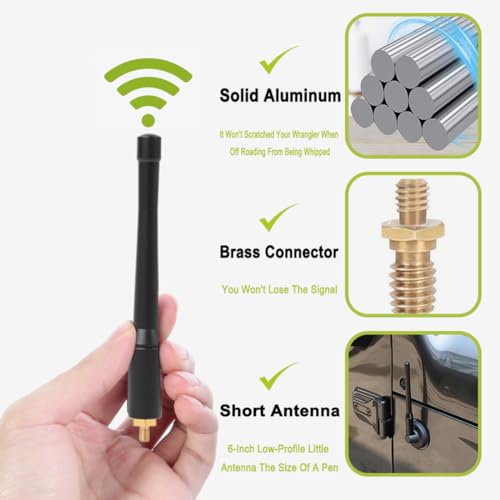 YOCTM Short Antenna Trim for Jeep Wrangler JK JL JLU JT Rubicon Sahara Sport 2007-2025 Antenna Base Replacement Accessories 5.9 inch 1-Pack - Image 4