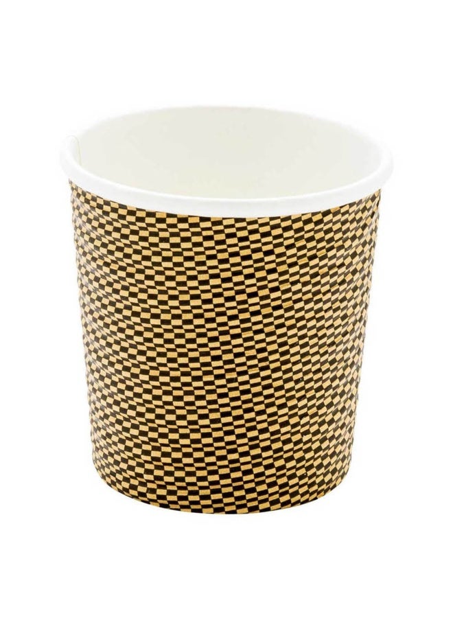 Restaurantware 500 CT Disposable Mocha Pin Check 4oz Hot Beverage Cups with Spiral Wall Design: No Need for Sleeves-Perfect for Cafes - Eco Friendly Recyclable Paper Insulated Takeout Coffee Cups - Image 1
