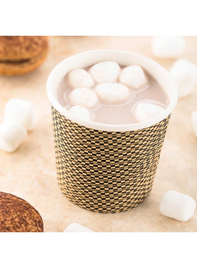 Restaurantware 500 CT Disposable Mocha Pin Check 4oz Hot Beverage Cups with Spiral Wall Design: No Need for Sleeves-Perfect for Cafes - Eco Friendly Recyclable Paper Insulated Takeout Coffee Cups - Image 3