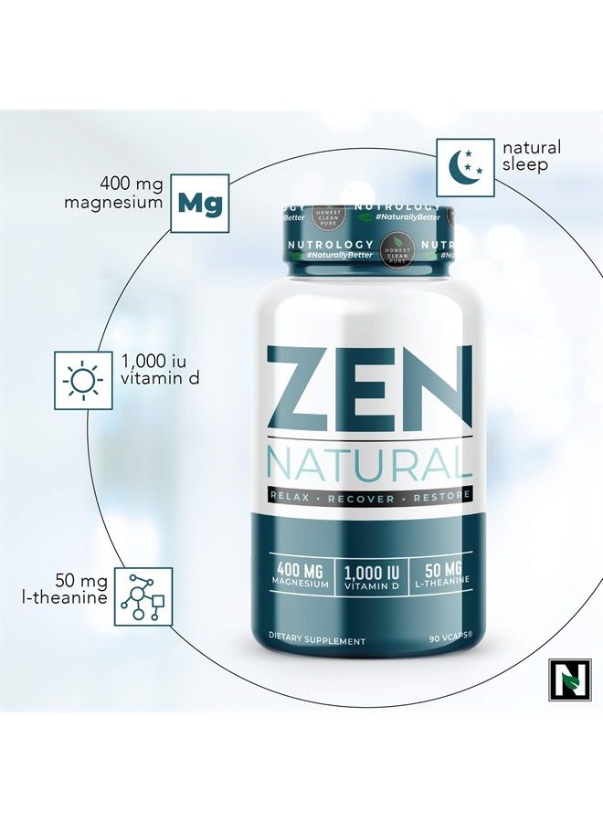 Nutrology Zen Natural - Natural Magnesium Formula - Relax, Recover & Restore, Boost Performance, Improve Sleep - Enhance Recovery - Vitamin D & L-Theanine - Veggie Caps (30 Serve) - Image 4