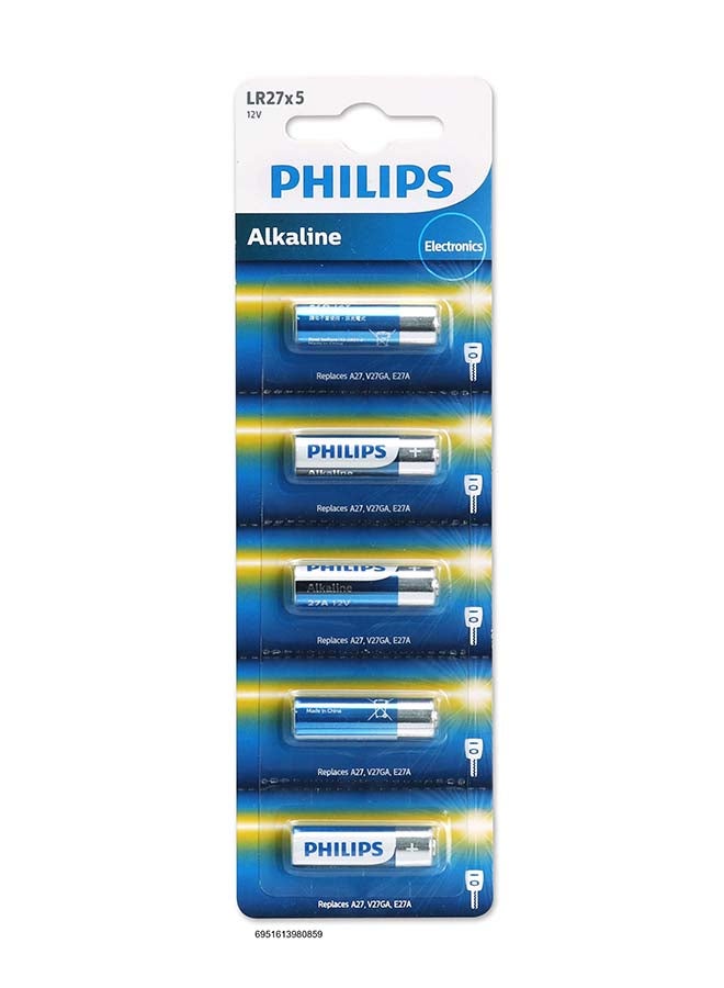 Philips Alkaline 27A 12V Battery (5 pack) Multicolour