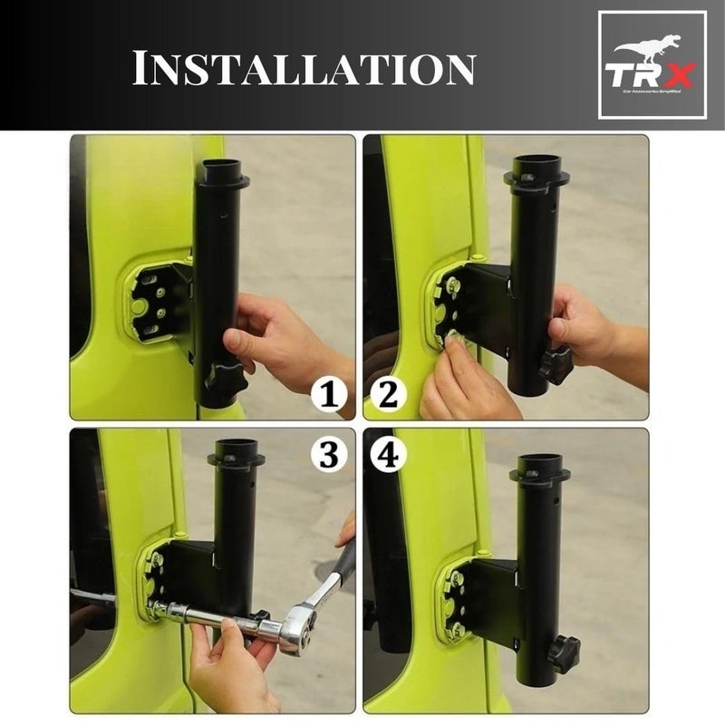 TRX AUTO Rear-Mounted Flag Pole Holder for Suzuki Jimny 2018 - 2025 | Heavy-Duty Steel Bracket for Tailgate Installation | Sturdy Metal Holder Bracket | Accessories Fit for Suzuki Jimny - Image 3