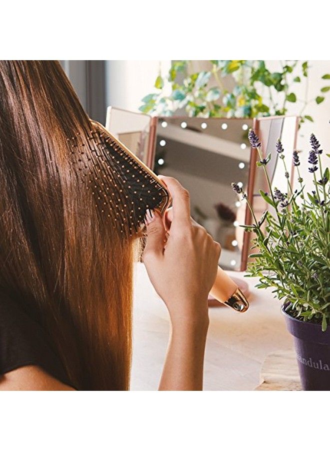 Navaris Paddle Brush Large Detangling Styling Hairbrush for All Hair Types with Conforming Comfort Gel Handle Metallic Rose Gold - Image 3