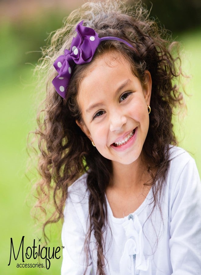 موتيك أكسيسوريز طوق شعر للبنات من موتيك أكسسوارات مزين بفيونكة منقطة (لون وردي فاقع) - Image 3