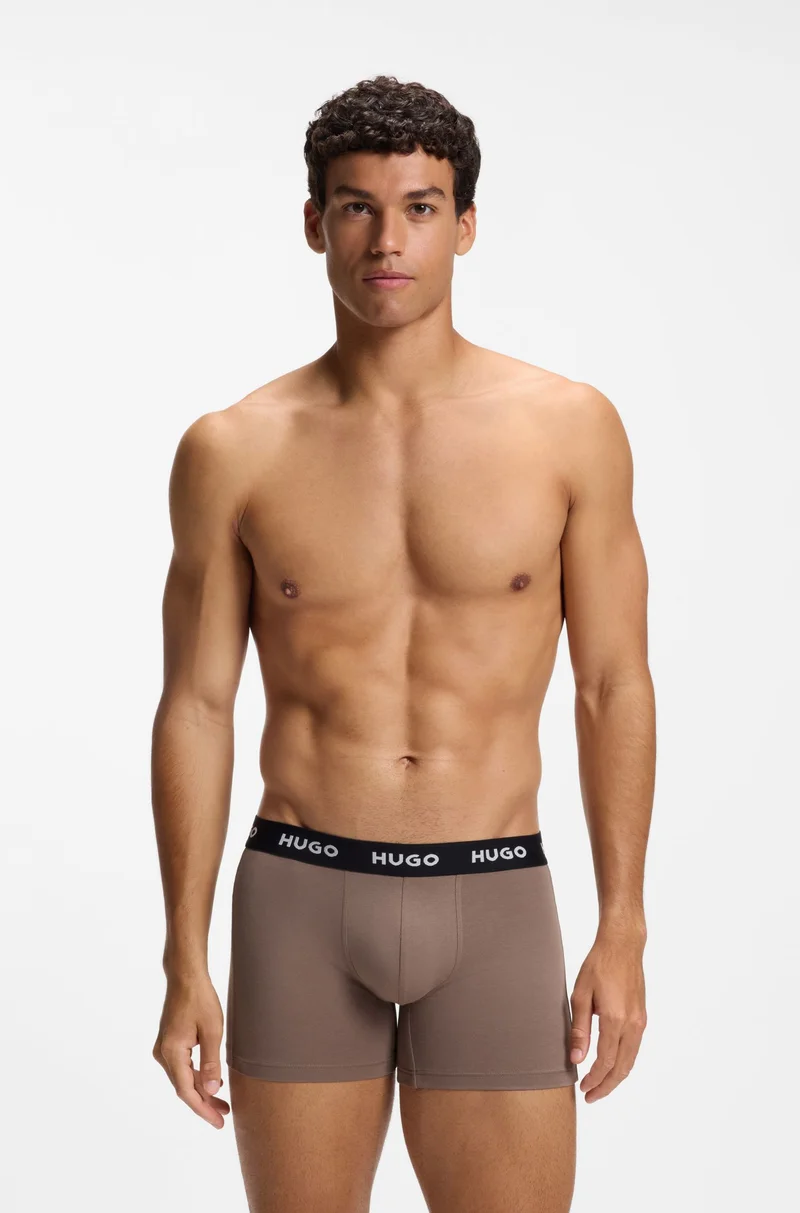 هوجو Three-pack of branded boxer briefs in stretch cotton