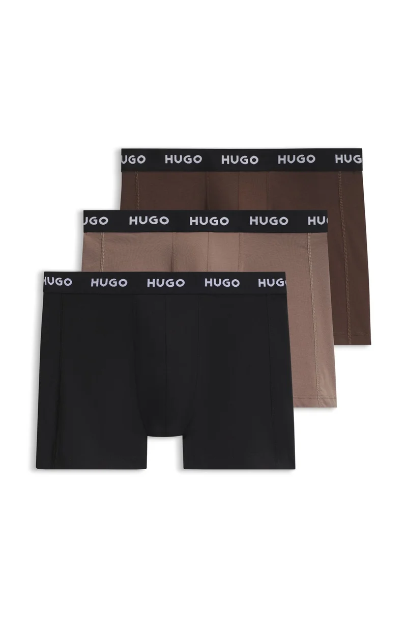 هوجو Three-pack of branded boxer briefs in stretch cotton