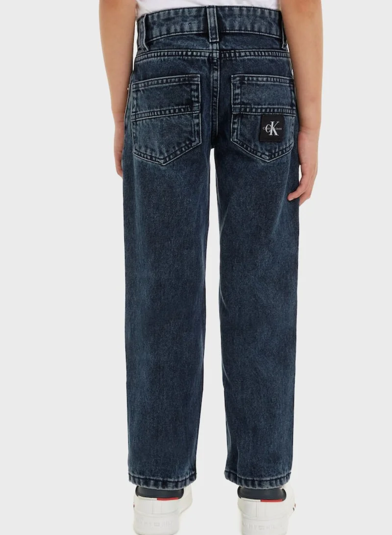 Calvin Klein Jeans Kids Mid Wash Straight Fit Jeans