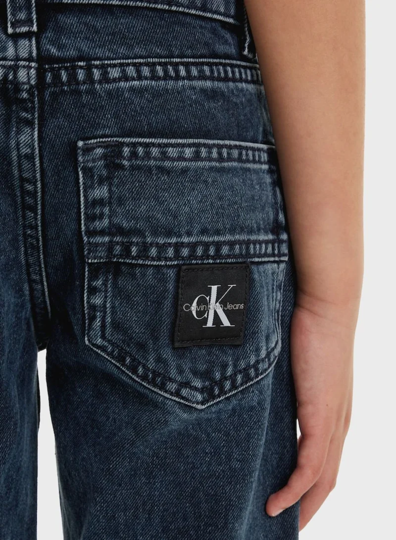 Calvin Klein Jeans Kids Mid Wash Straight Fit Jeans
