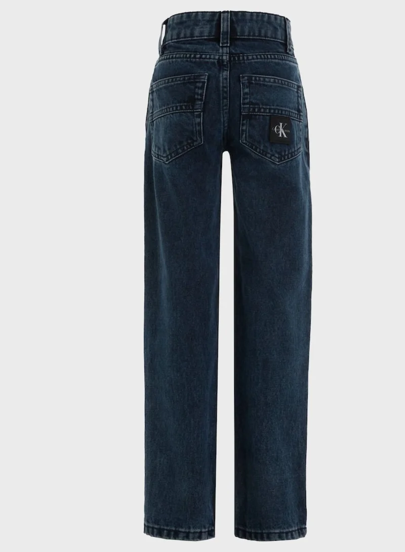 Calvin Klein Jeans Kids Mid Wash Straight Fit Jeans