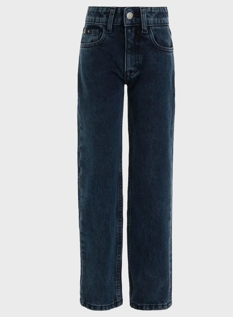 Calvin Klein Jeans Kids Mid Wash Straight Fit Jeans