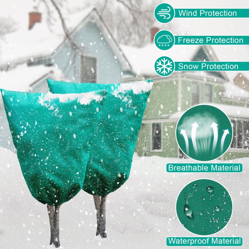Insoma 2 Packs 2.2 oz/ydÂ² Plant Covers Freeze Protection 31.5" W X 47.3" H, Outdoor Plants Frost Protection Covers with Zipper & Drawstring, Frost Blankets for Tree in Winter - Image 4