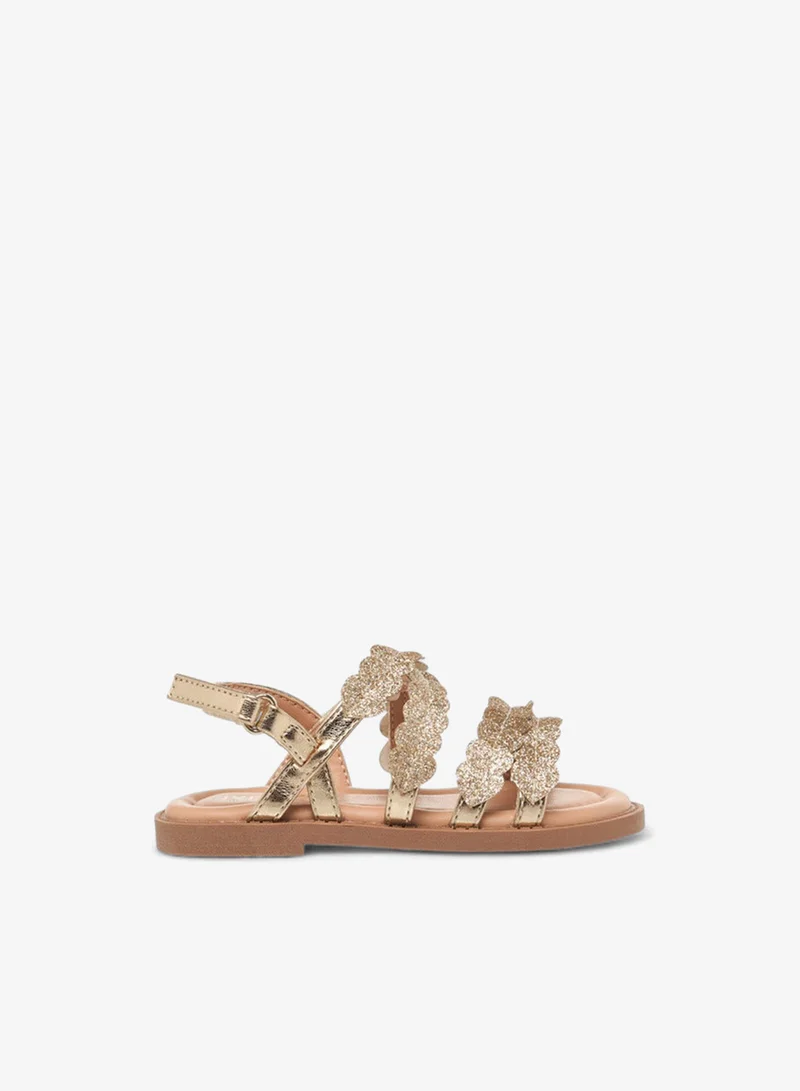 JUNIORS Girls Petal Applique Hook and Loop Strap Sandals Ramadan Collection