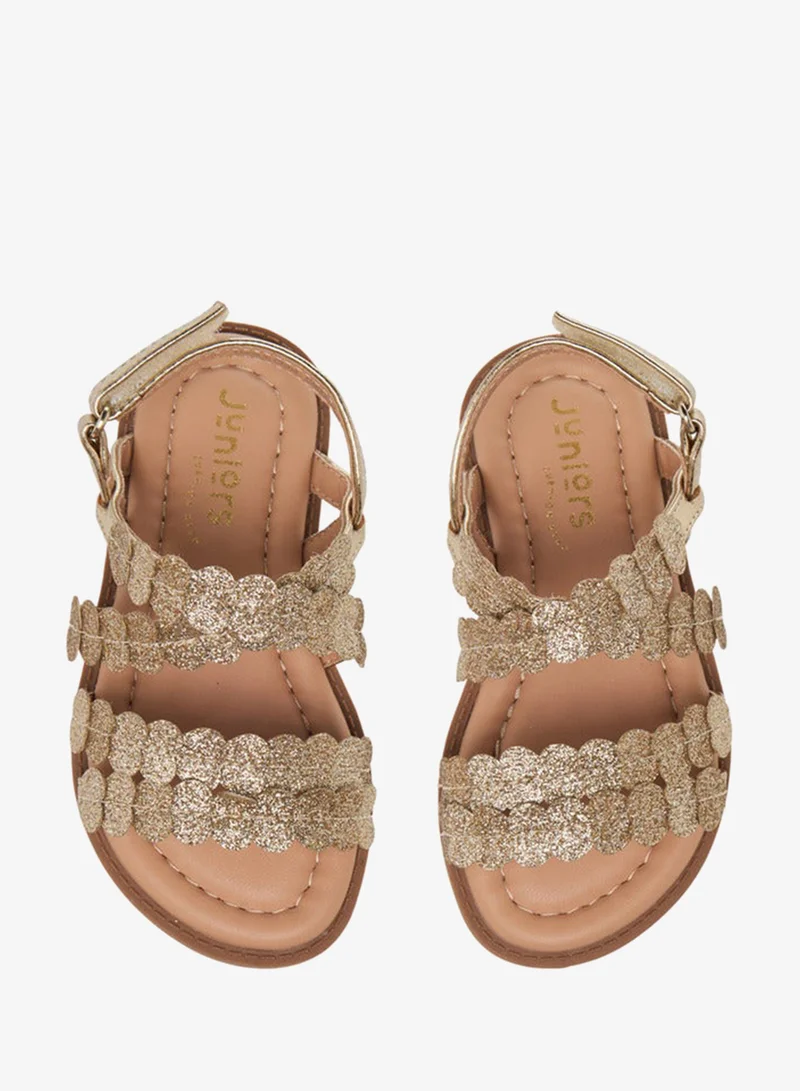 JUNIORS Girls Petal Applique Hook and Loop Strap Sandals Ramadan Collection