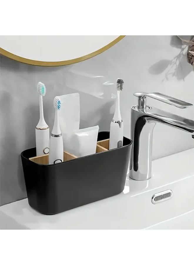 White 5 Slot Heavy Duty Plastic Toothbrush Holder With Dividers - Image 5