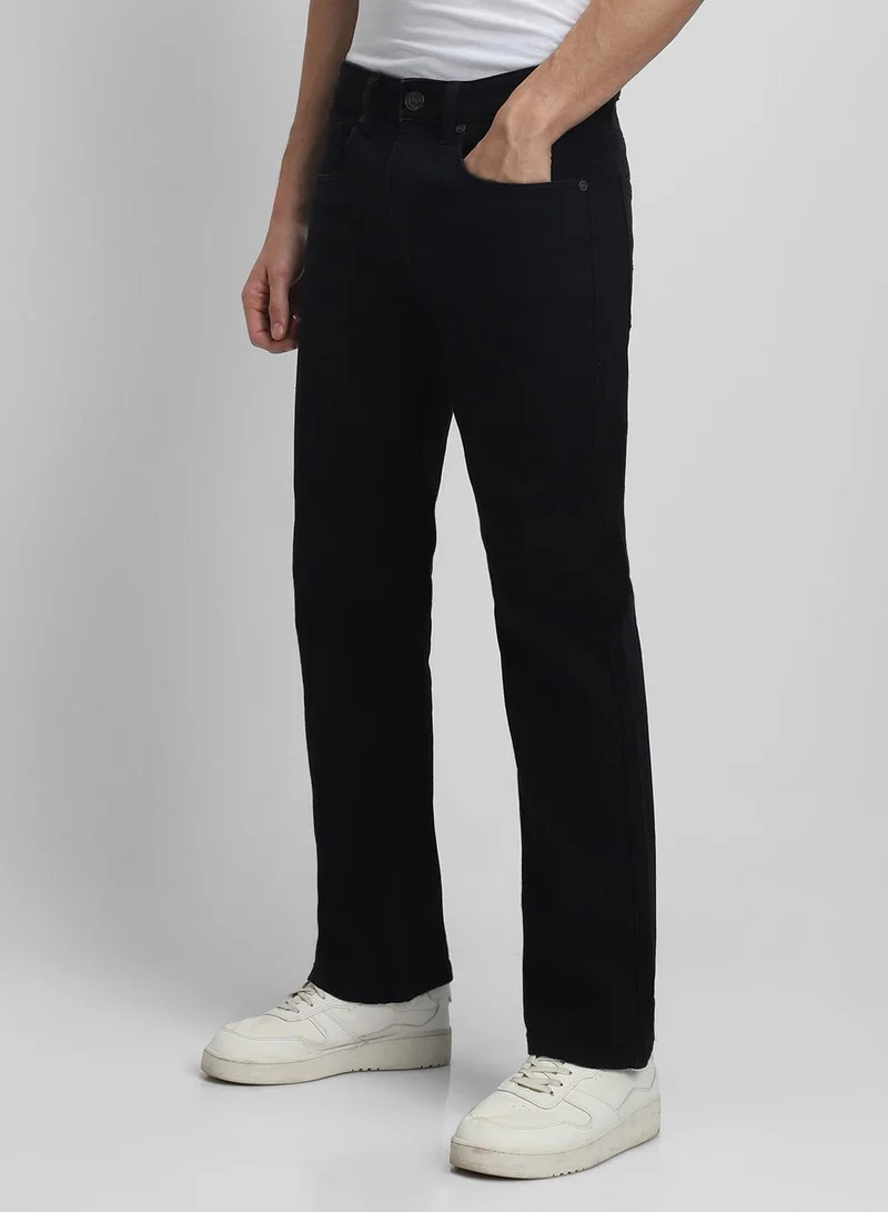 Dennis Lingo  Men's Black Cotton Blend Solid Full Length Bootcut Jeans for Men | Best Price UAE