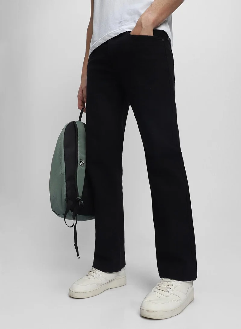 Dennis Lingo  Men's Black Cotton Blend Solid Full Length Bootcut Jeans for Men | Best Price UAE