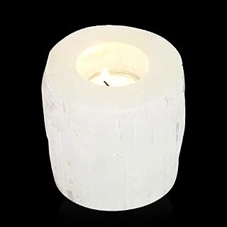 Himalayan Glow Himalayan Glow WBM Selenite Crystal Candle Holder, Tea Light, Crystals and Healing Stones, Reiki, Chakra Decorative  - Image 1