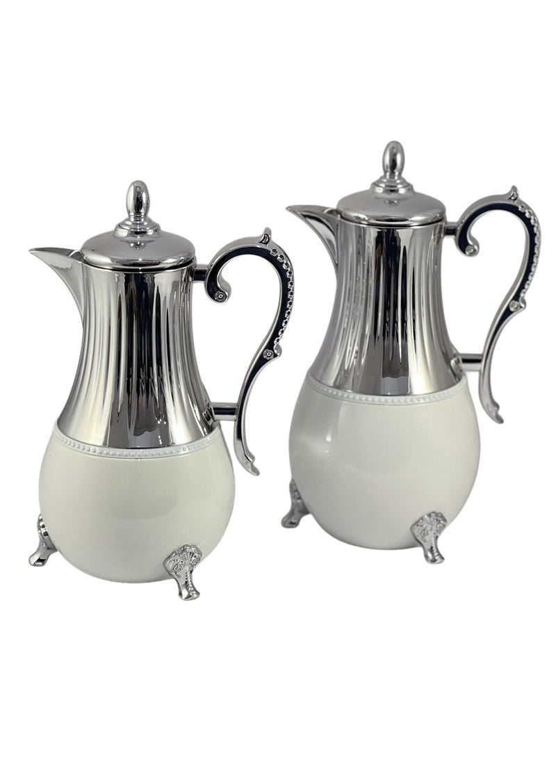 Home Maker Flask 0.75L/1L 2-Piece Set - Stainless Steel White/Silver  - Image 1