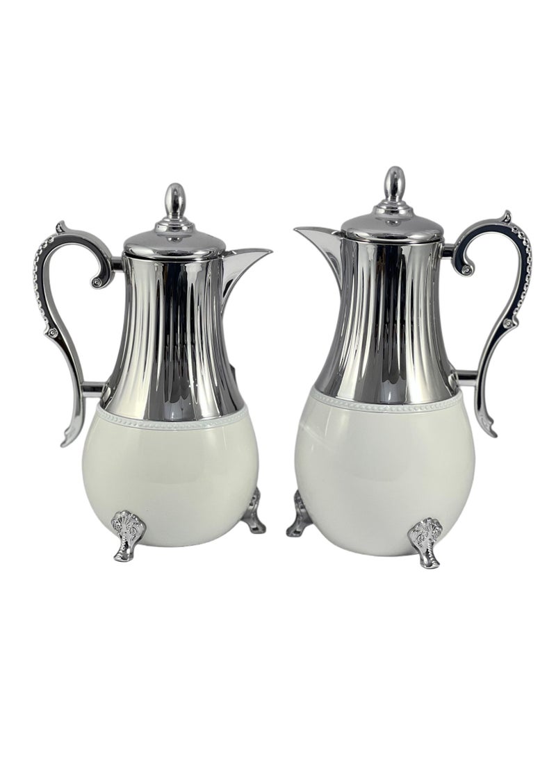 Home Maker Flask 0.75L/1L 2-Piece Set - Stainless Steel White/Silver  - Image 2