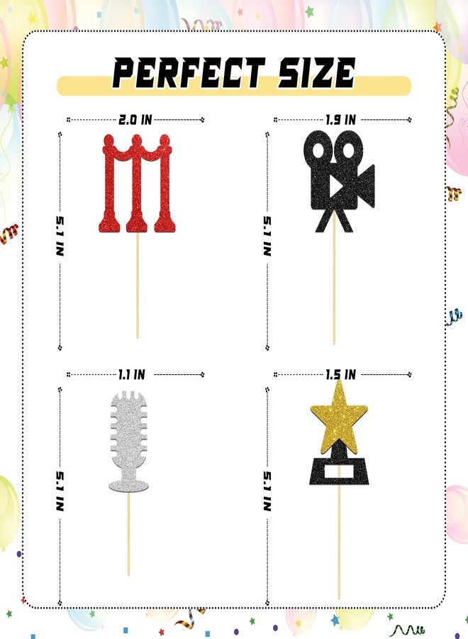 BOBYIYI 24pcs Oscars Cupcake Toppers Hollywood Theme Party Decorations Movie Night Party Decoration Baby Shower Supplies - Image 2
