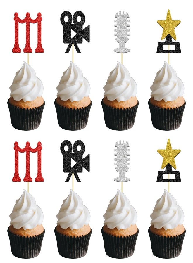 BOBYIYI 24pcs Oscars Cupcake Toppers Hollywood Theme Party Decorations Movie Night Party Decoration Baby Shower Supplies - Image 1