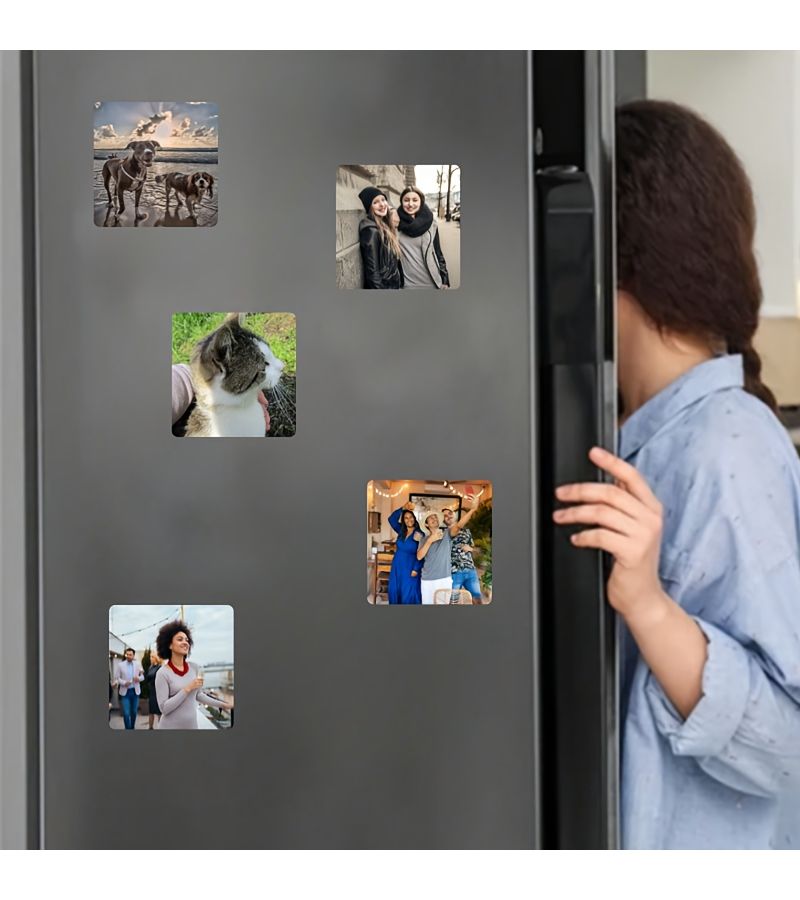 بلاط صور مخصص شخصي، مغناطيسات مربعة ذاتية اللصق وإبداعية، مغناطيسات للثلاجة تدعم طباعة الصور الحصرية، امتصاص مغناطيسي مناسب للثلاجات وأفران الميكروويف والخزائن الآمنة وحافظات الكمبيوتر، قطعة واحدة. - Image 1