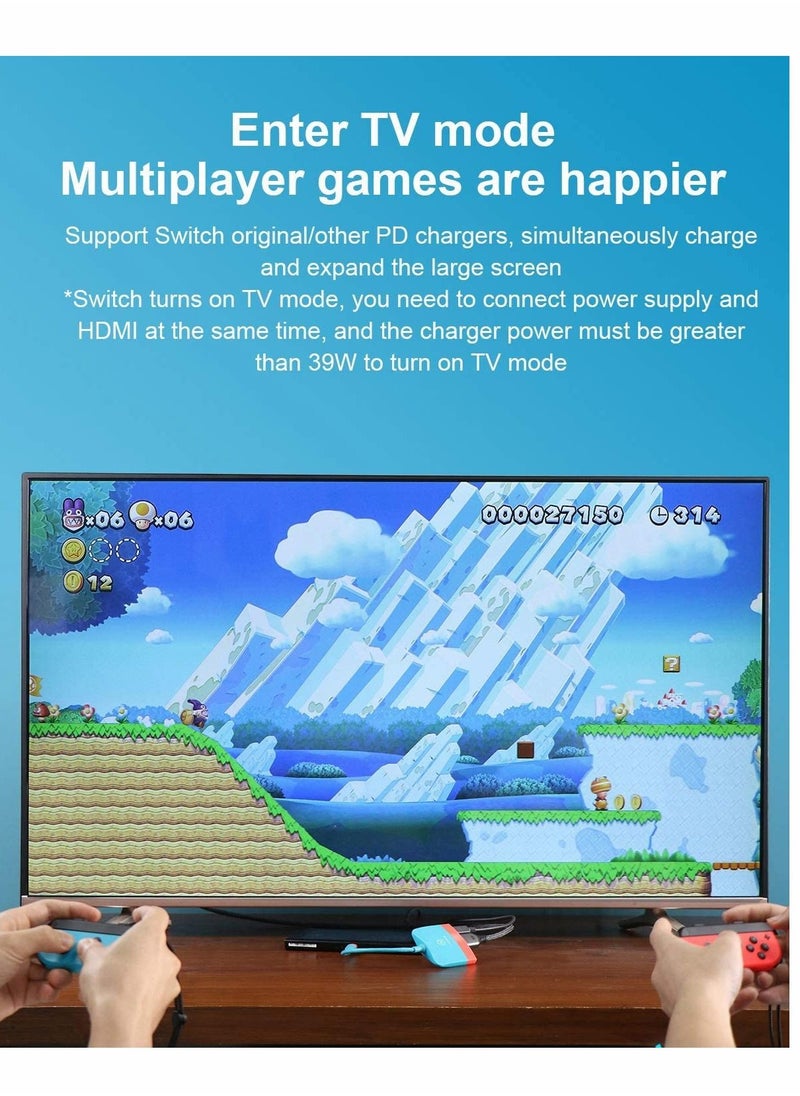 Video Converter, for Nintendo Switch OLED, Portable TV Dock Charging Docking Station with HDMI and USB 3.0 Port Replacement Base Set Type C to Adapter, MacBook Pro Air (Red Blue)