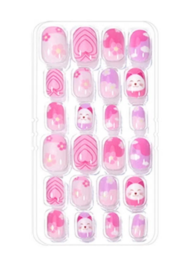 HY Nail Stickers — False Nails Multicolour, 120 Pcs 5 Days Cute Design Nail Tips for Children Press On False Nails Set Manicure DIY - Image 4