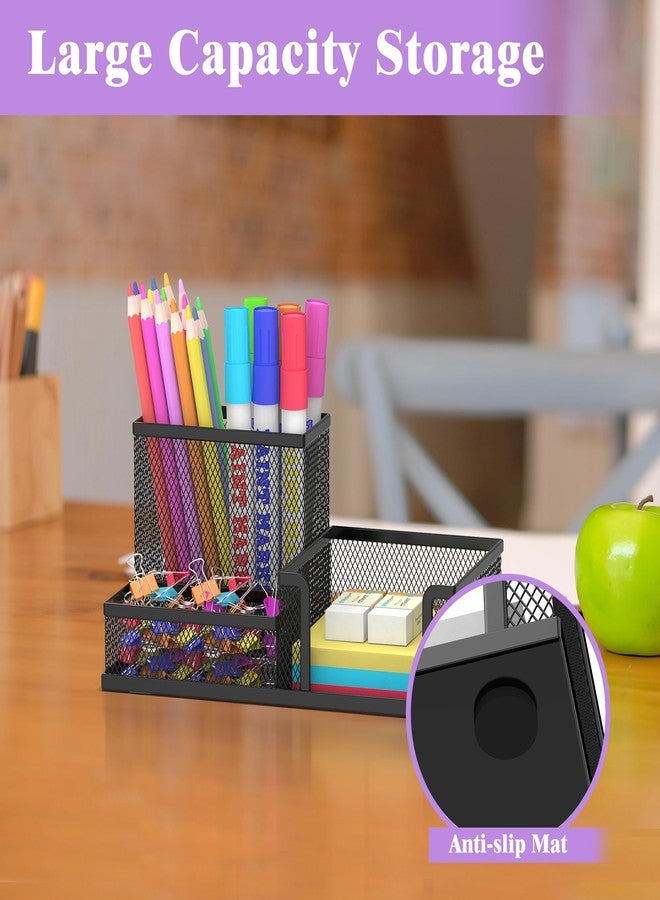 SUPEASY Pen Holder Desk Organizer, Office Supplies Pencil Holder with 3 Compartments, Desk Accessories and Workspace Organizers for Home School, Black - Image 4