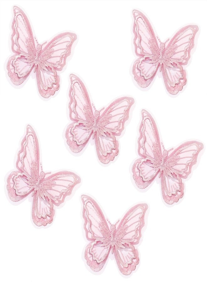 PENTA ANGEL Butterfly Hair Clips Penta Angel 6Pcs Lace Embroidery Flower Butterfly Hair Bow Pins Wedding Hair Accessories for Women GHalloween Party Decor (Pink) - Image 1