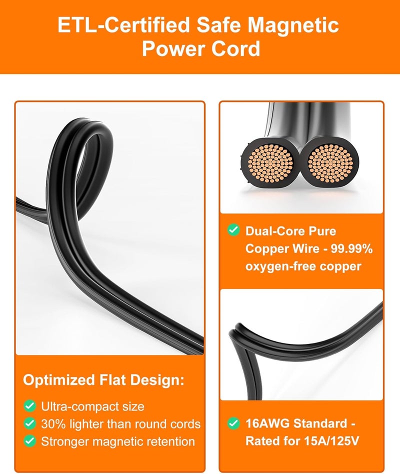 VASTHOME Deep Fryer Cord Replacement for Hamilton Beach, Masterbuilt, Butterball, Farberware, Secura, and Pukomc Electric Deep Fryers - 16 AWG Flat Power Cord Replacement Part - Image 4