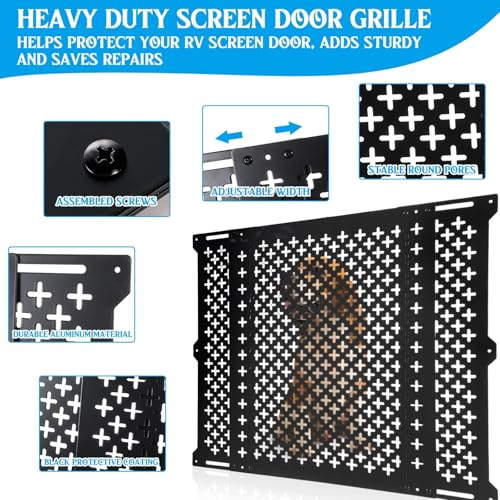 Gisafai حامي شاشة باب RV القابل للتعديل من جيزافاي يتAdjust من 21'' إلى 31.5'' باب دخول RV بشبكة ألومنيوم حامي باب الشبكة للدفاع عن باب RV، أسود (كلاسيكي، 20 بوصة ارتفاع) - Image 5