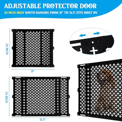 Gisafai حامي شاشة باب RV القابل للتعديل من جيزافاي يتAdjust من 21'' إلى 31.5'' باب دخول RV بشبكة ألومنيوم حامي باب الشبكة للدفاع عن باب RV، أسود (كلاسيكي، 20 بوصة ارتفاع) - Image 2