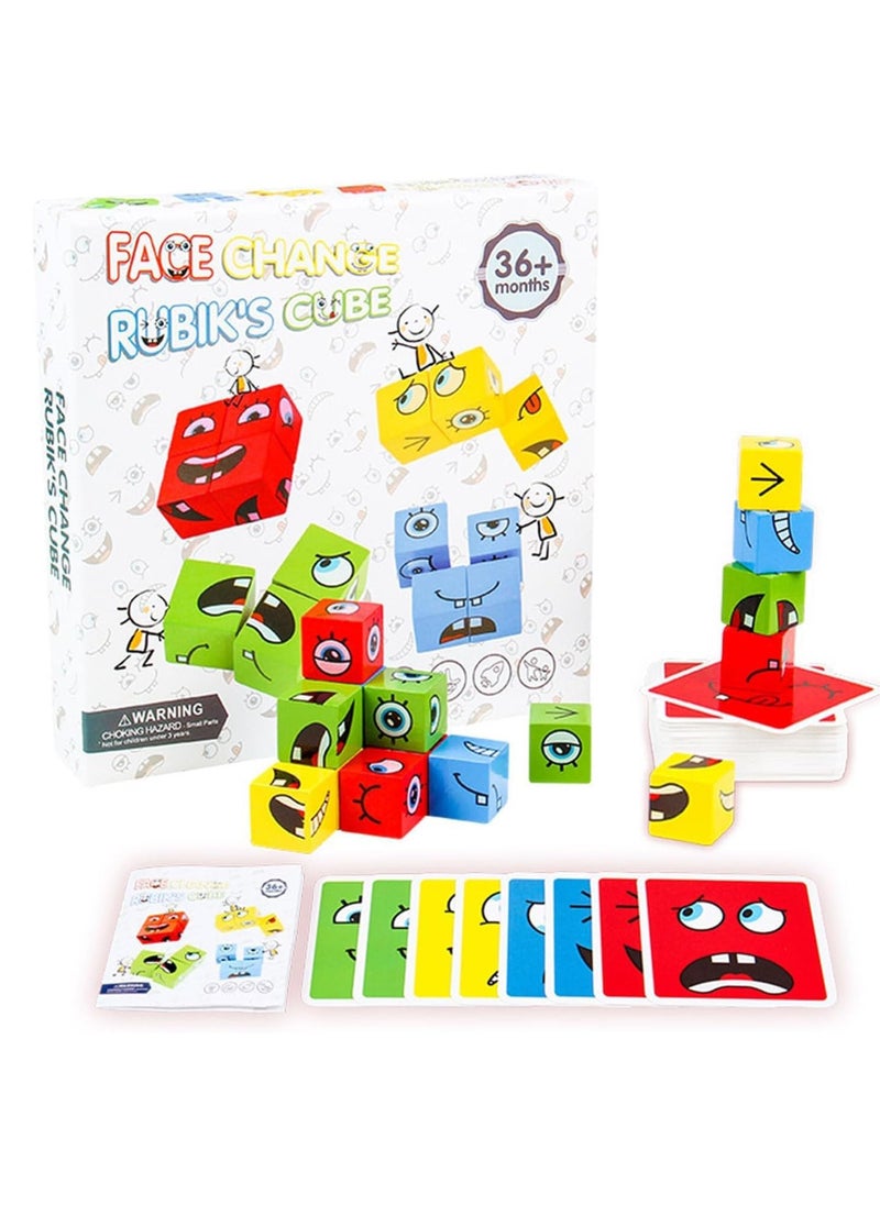 Wooden Face changing puzzle block Montessori toys for children ages 3 and up  - Image 1
