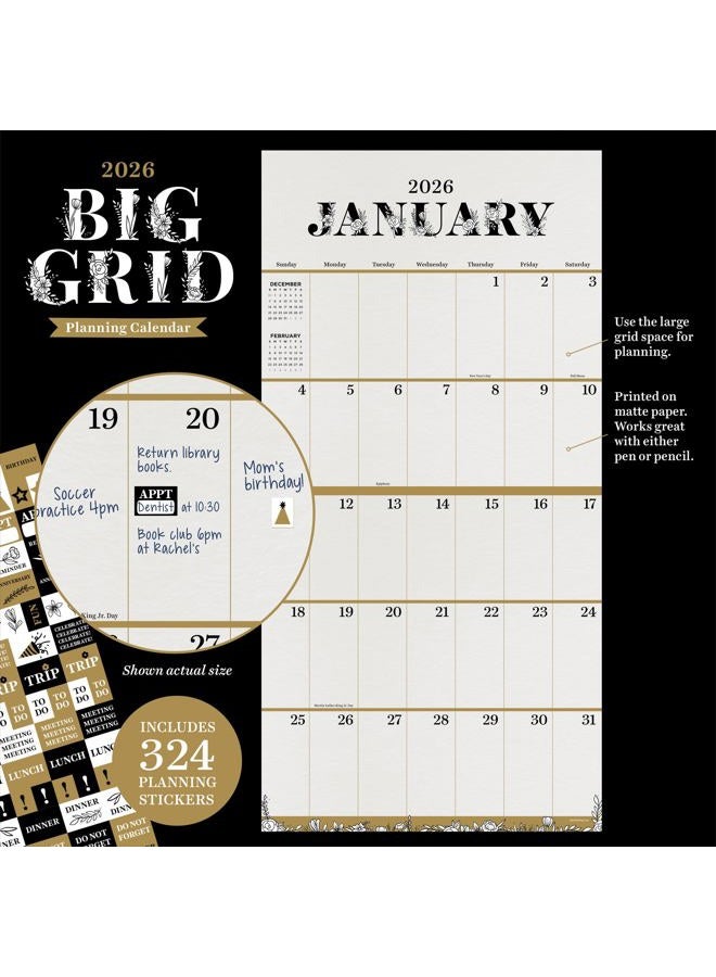 TF Publishing 2026 Big Grid-Floral Wall Calendar - Image 4