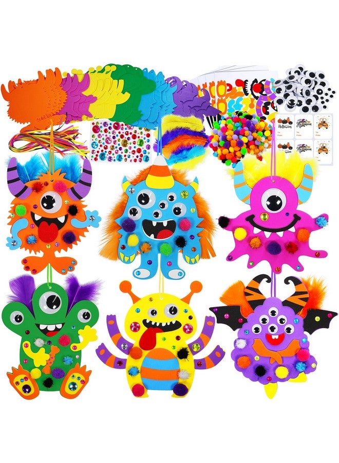 وينلين 24 مجموعة من أدوات الحرف اليدوية لعيد الهالوين للأطفال في الخريف، زخارف وحوش DIY، مجموعات فنية، ملصقات وحوش الهالوين الرغوية، عيون جوجلي للأطفال، أنشطة حفلات الهالوين في الفصول الدراسية في الخريف - Image 1