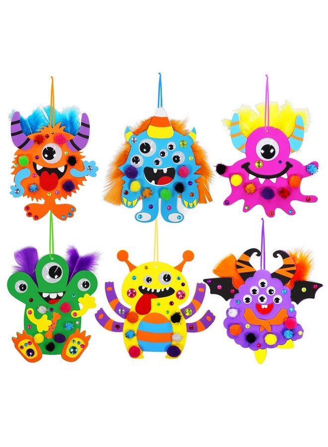 وينلين 24 مجموعة من أدوات الحرف اليدوية لعيد الهالوين للأطفال في الخريف، زخارف وحوش DIY، مجموعات فنية، ملصقات وحوش الهالوين الرغوية، عيون جوجلي للأطفال، أنشطة حفلات الهالوين في الفصول الدراسية في الخريف - Image 3
