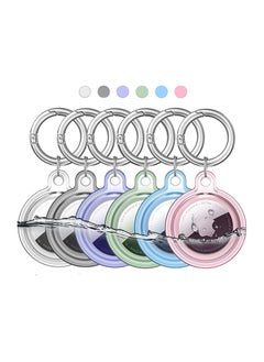 Waterproof Airtag Holder 6 Pack Apple AirTags with Keychain AirTag Case for Luggage Dog Collar and Keys Anti-Scratch Full Body Protective Airtag Holder 6 Colors