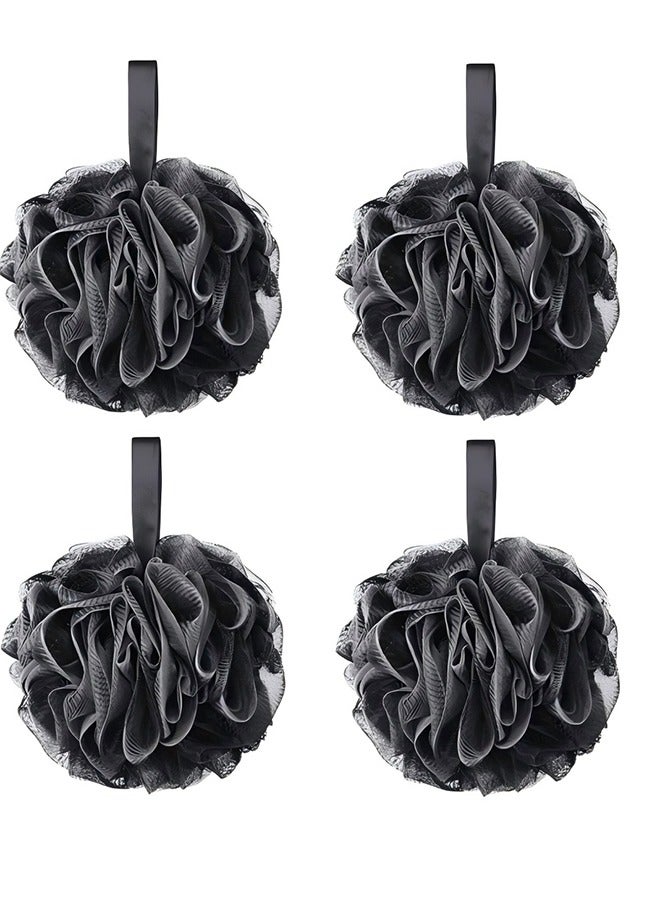 4 Pack Soft Fluffy Exfoliating Bath Balls Mesh Body Scrub Loofah Bath Sponge Balls Bath Balls Mesh Scrub Exfoliating Mesh Sponge Body Cleansing Bath Bubble Balls Combo  - Image 1