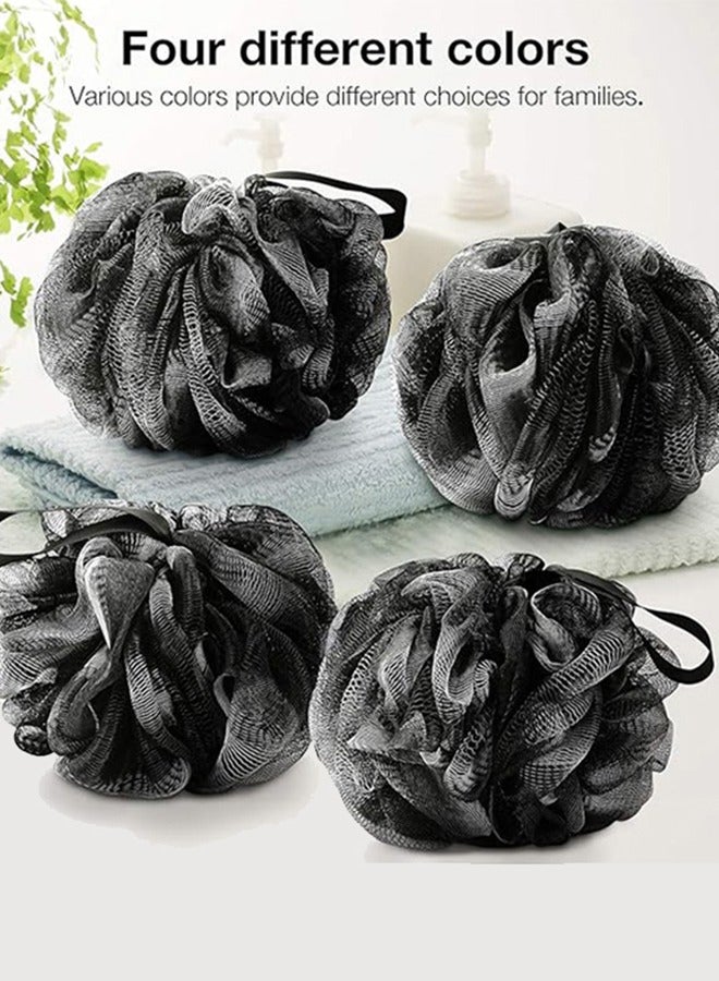 4 Pack Soft Fluffy Exfoliating Bath Balls Mesh Body Scrub Loofah Bath Sponge Balls Bath Balls Mesh Scrub Exfoliating Mesh Sponge Body Cleansing Bath Bubble Balls Combo  - Image 3