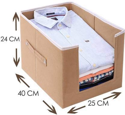 ShubhKraft Shubhkraft Clothes OrganiserClothes Organiser For WardrobeNon Woven Shirt Stacker Organizer With Handle For Shirts And TShirts For ClosetWardrobe OrganizerGarment CoverPack Of 1 Beige  - Image 4