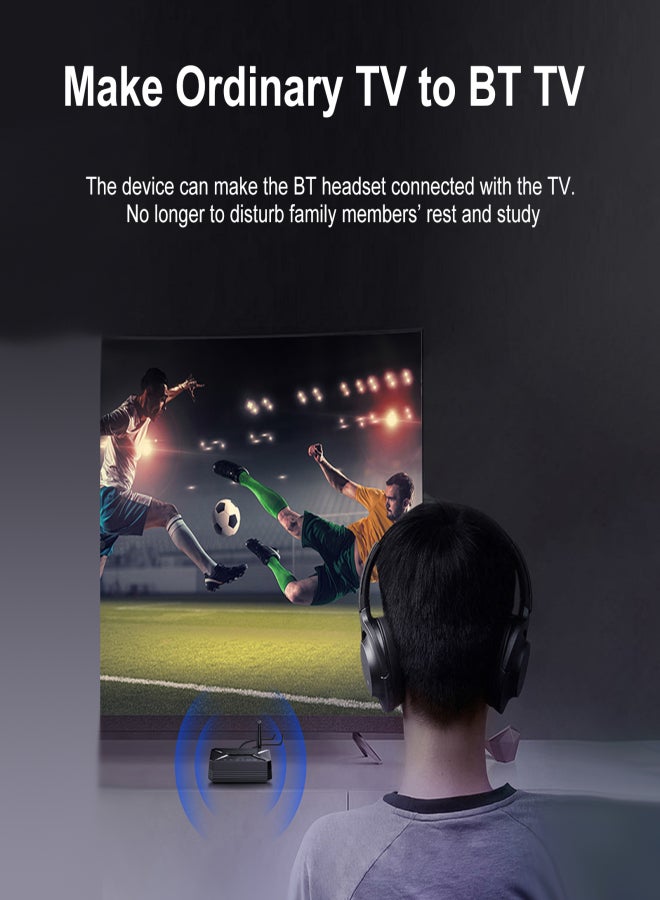 جهاز إرسال واستقبال الصوت T-R22 بتقنية بلوتوث 5.0، محول صوت لاسلكي 2 في 1، مزود بمدخل صوت 3.5 ملم، ومنفذ USB، ومدخل RCA، ومدخل AUX، مناسب للتلفزيون، وأنظمة صوت السيارات، ومكبرات الصوت، وسماعات الرأس. - Image 5