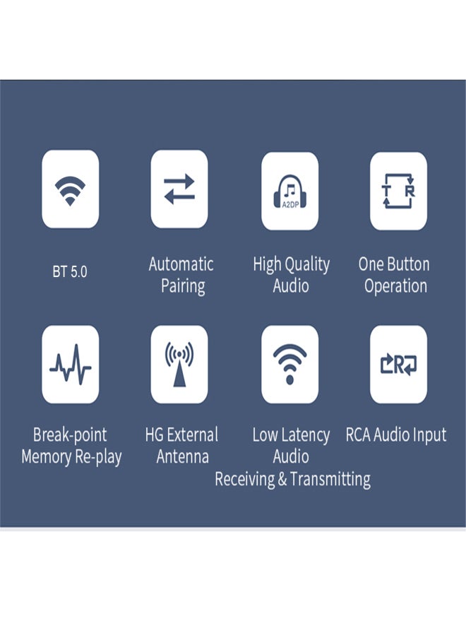 جهاز إرسال واستقبال الصوت T-R22 بتقنية بلوتوث 5.0، محول صوت لاسلكي 2 في 1، مزود بمدخل صوت 3.5 ملم، ومنفذ USB، ومدخل RCA، ومدخل AUX، مناسب للتلفزيون، وأنظمة صوت السيارات، ومكبرات الصوت، وسماعات الرأس. - Image 3