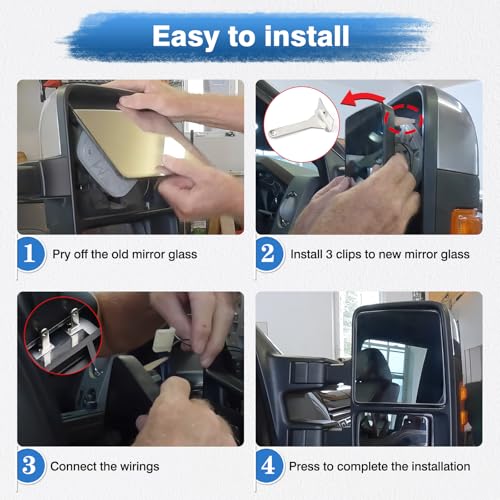 TOP-MAX Passenger Side Mirror Glass Compatible with 2008-2016 Ford F250 F350 F450 F550, 2013-2014 F150, Right Upper Convex Rearview Mirror Glass with Power Heated, Replaces 7C3Z-17K707-F - Image 5