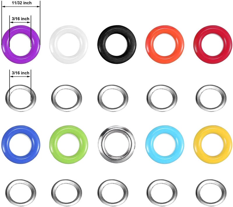 Bememo 400 Sets 3/16 Inch Multi-Color Grommets Kit Metal Eyelets with Installation Tools and Instructor in Clear Box - Image 2