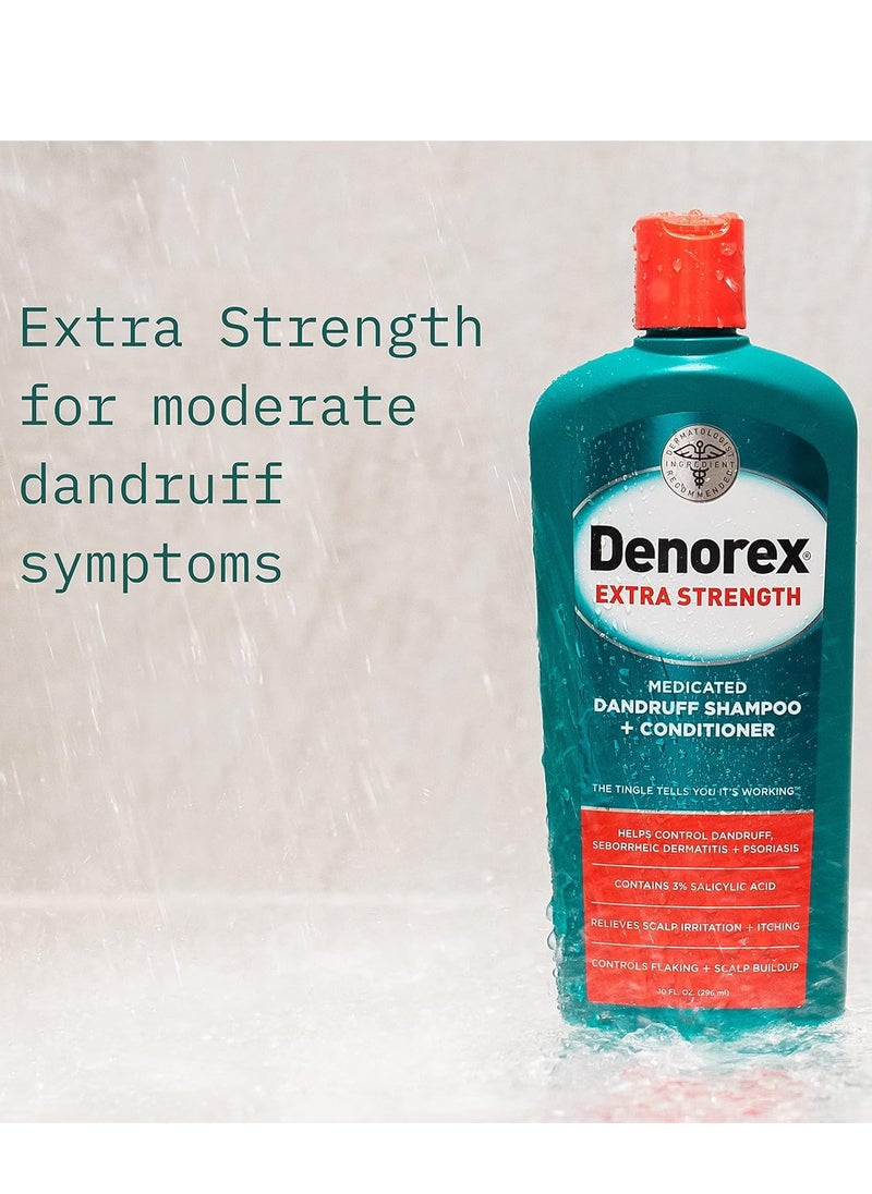 Denorex - Denorex Extra Strength Anti Dandruff Shampoo & Conditioner Treatment, 3% Salicylic Acid Helps Relieve Moderate Symptoms of Dandruff, Seborrheic Dermatitis & Psoriasis, 10oz - Image 1