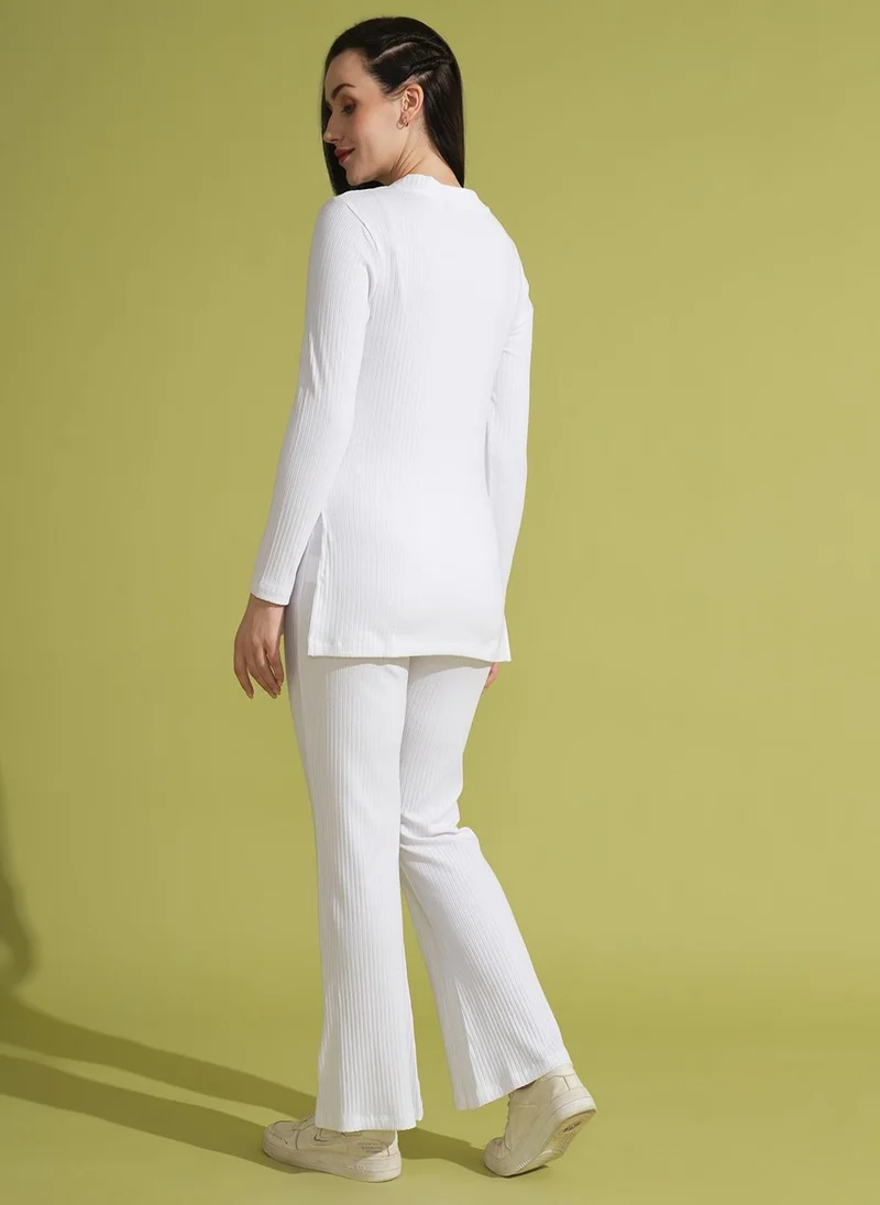 جلو باص بلوزة نسائية بتصميم ذاتي وياقة على شكل  مع بنطلون