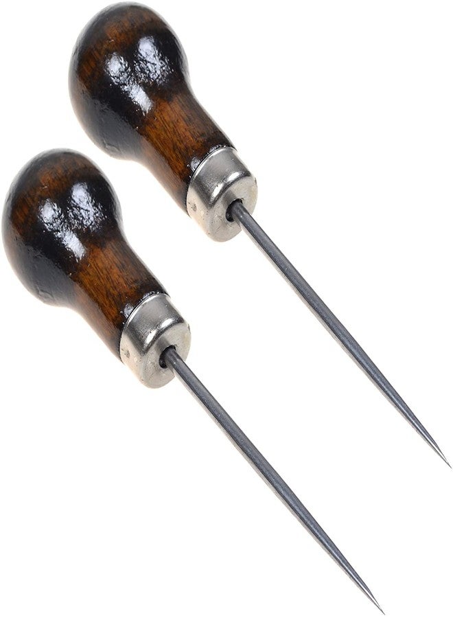 JDYYICZ Pack of 2 Gourd Shape Leather Craft Cloth Wood Handle Scratch Awl Tool Pin Punching - Image 1